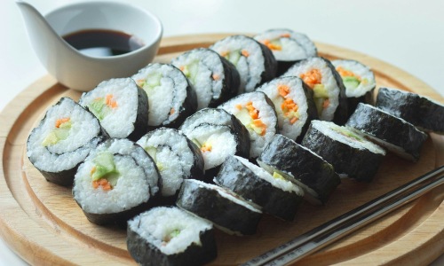 a plate of sushi