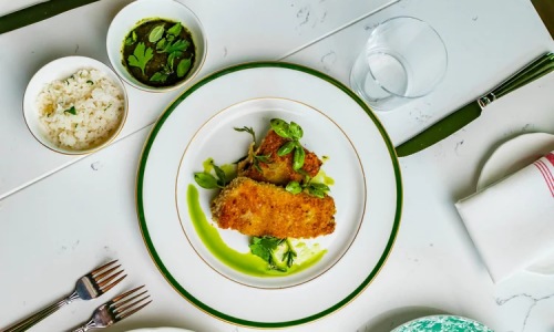 a plate with food